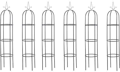 CLP Rankhilfe Romantika aus Metall | Witterungsbeständige freistehende Ranksäule | Durchmesser: 38 cm | Höhe: 190 cm, Farbe:schwarz, Größe:6er Set