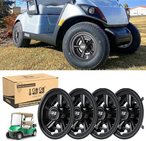 10L0L 8 Zoll Golf Wagen Radkappen Radkappen für Yamaha EZGO Club Auto Snap-on Montage Hochglanz Schwarz 4 Stück
