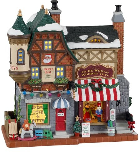 Lemax Christmas Village Elenco di Babbo Natale Negozio di giocattoli Batteria Led