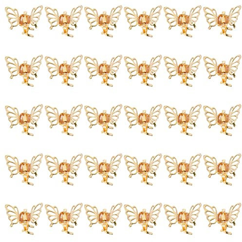 Wecoe Lot de 30 petites pinces à cheveux dorées en forme de papillon pour filles, petites pinces à cheveux décoratives mignonnes pour petits bébés, tout-petits, enfants, fleurs, filles, accessoires de