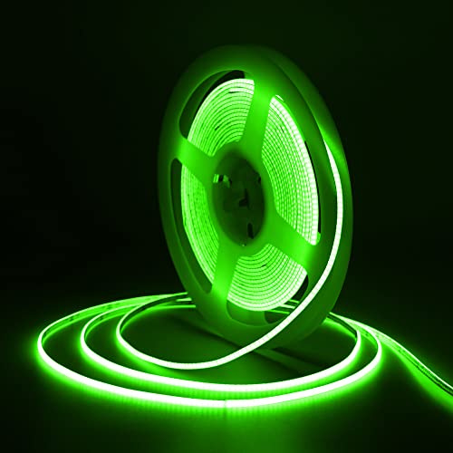 Tayire COB LED Strip Grün 4mm Breite, DC12V LED Streifen 5m 480LEDs/M, Flexibel LED Band Hohe Helligkeit LED Lichtband für Auto FPV Raum dekoration（Netzteil Nicht Enthalten）