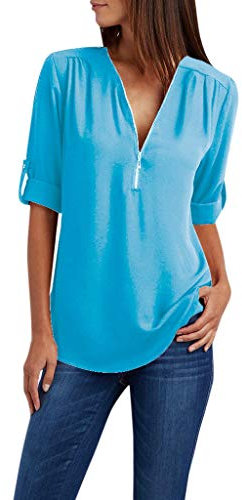 t-Shirts Damen Oversize blau Pulli italienische Schuhe Damen dünne Sommer blusen 2880497644@qq.com sommerpulli Damen schicke Oberteile Damen Damen t-Shirt Kurzarm Bluse Damen Langarm