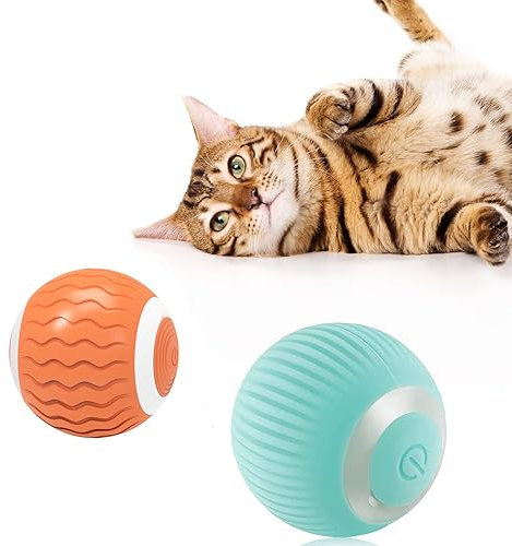 DYD Katzenspielzeug Elektrisch für den Innenbereich, 2 Sich Automatisch Bewegende Katzenball, Interaktives Kätzchenballspielzeug