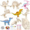 TOPJOWGA Dinosaurier Holz Bastelset, 218 Stück Bastelset Dinosaurier für Kinder, Holzbastelsets für Kinder, Holz zum Basteln Kreative Kunst Bastelbedarf, Dinosaurier zum Bemalen für DIY Kinder Malen