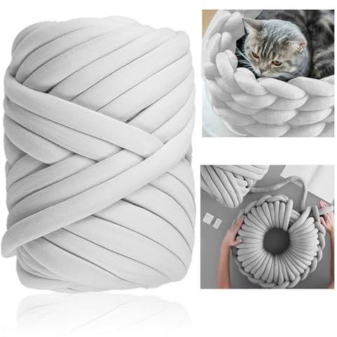 Nizirioo DIY Sperrige Armstricken Wolle: 500g Roving Garn zum Handstricken Häkeln,Hand Chunky Strickdecke Decke Garn,Strickgarn Grob Gestrickte Kuscheldecke für Klobig Sticken WerfenDecke (Grau)