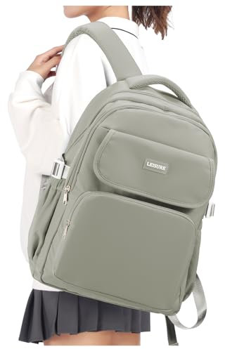 HYC00 Schulrucksack Mädchen Jungen Teenager Rucksack Schule Damen Schultasche Multi-Tasche College Rucksack Schulranzen Casual Daypacks Laptop Backpack School Bag Tagesrucksack für Arbeit, Grau Braun
