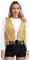 Agoky Damen Fransenweste Glänzend Pailletten Weste Open Front Gilet Modern Tanz Waistcoat Ärmellos Jacke Mantel Blazer Outerwear Gold XXL