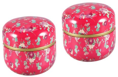 IMIKEYA 2stücke Mini Teeblätter Dose Aus Tragbarer Runder Gewürzbehälter Mit Doppelverschluss Elegantes Design Mit Blumenmuster Für Hochzeiten Feiern Und Sammlungen Und Verarbeitung