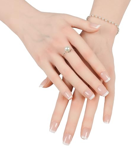 CUAIBB Mani realistiche in silicone per pratica delle unghie, manichino femminile in silicone modello mani finte con scheletro – espositore per gioielli manicure regalo di Halloween Pasqua – bianco