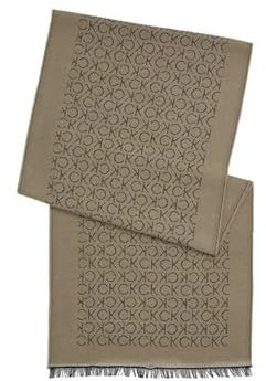 Calvin Klein Herren Monogram Woven Light Scarf K50K509700 Schwere Schal, Grau (Brindle Jacquard Mono), OS