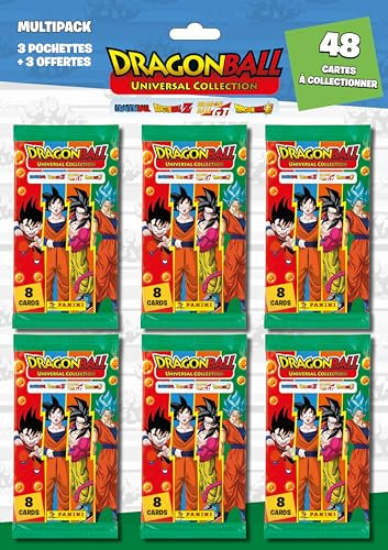 Panini Dragon Ball Universal Trading Cards Pack 3 Pochettes achetées + 3 offertes, 003997SPEF, Blue