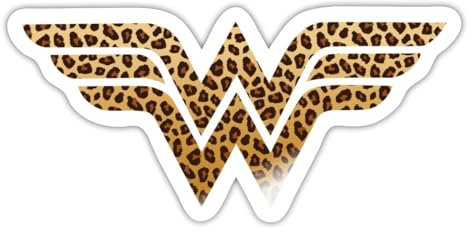 Spreadshirt Wonder Woman Leoprint Logo Sticker, max. 10 x 10 cm, 10 x 10 cm, Weiß glänzend