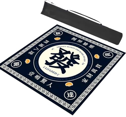 Mahjong-Tischdecke Mahjong-Tischmatte Mit Schwarzer Tragetasche, Rutschfeste Und Geräuschreduzierende Tischabdeckung, Rutschfeste Matte For Brettspiele ( Color : Blue , Size : 39.4x39.4in/100x100cm )