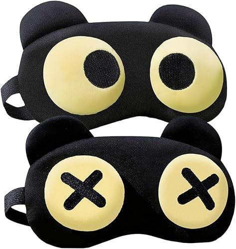 2PCS Cute Eye Mask for Sleeping - Soft Lightweight Eye Cover with Adjustable Strap, Funny Sleep Mask, Eyeshade Covers, Sleeping Mask for Kids Women Men Travel Nap Blindfold Game