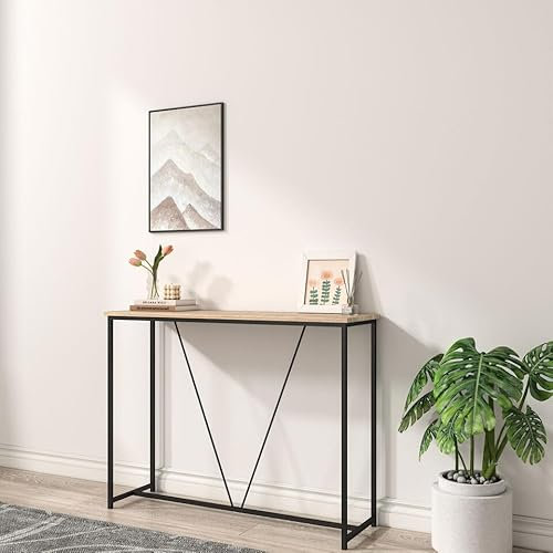 URBNLIVING Modern Entryway Slim Wooden Console Table with Display Shelf for Living Room, Hallway, Narrow Accent Table, Stylish Storage Solution, Rustic Home Decorative Stand