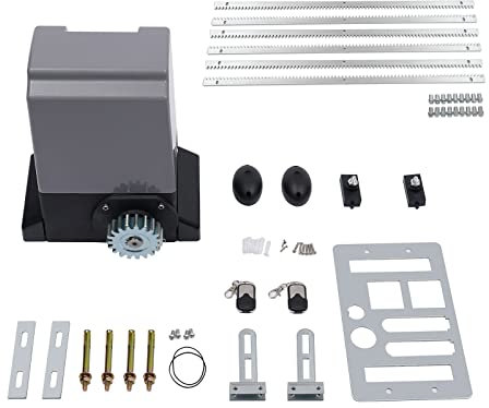 AKANGOMM Schiebetorantrieb Komplettset, 550W 1200kg Elektrischer Schiebetorantrieb Mit Infrarot-Sensor-Sonden Schiebetorantrieb Torantrieb Set+ 6M Zahnstange IP44 1400r/Min