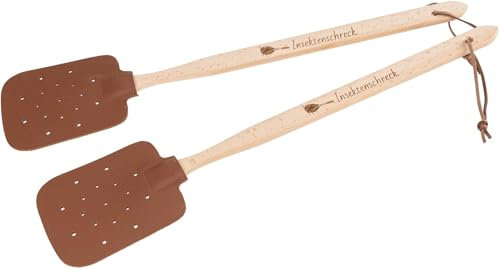 Fliegenklatsche aus Buchenholz und Kunstleder | Insektenschreck Gravur