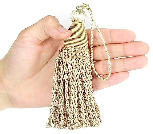 Fenghuangwu 4 Stück 15,2 cm große Schlüsselquasten mit 10,9 cm Schlaufe, elegante, handgefertigte Quasten (Mix Beige)