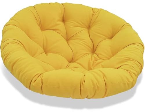 JIcloun Papasansessel Kissen 120cm, Stuhlkissen für Papasan Chair, Wasserdicht Dicke Bodenkissen Rund Groß, Runde Ersatzpolster für Hängesessel Rattansessel Korbsessel Outdoor Gartenmöbel Gelb