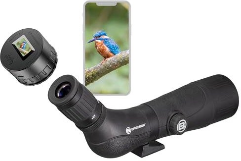 Bresser Spektar Télescope terrestre à catalyse avec caméra oculaire WLAN, vidéos 2K, objectif de 60 mm, mise au point rapide, verre BaK-4 15-45 x 60