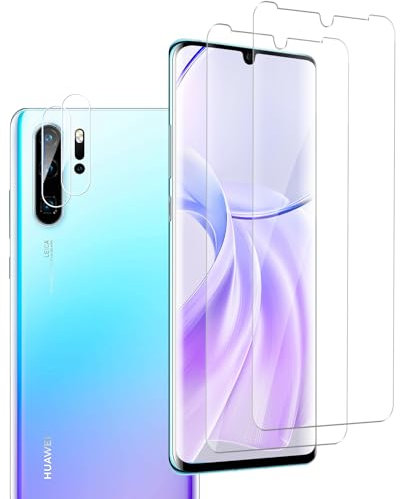 Carantee 2 Stück für Panzerglas für Huawei P30 Pro Schutzfolie & 2 Stück Kameraschutz, HD-Klar Kratzfest Panzer Schutz Glas P30 Pro Panzerfolie, 9H Härte Displayschutz für Huawei P30 Pro Schutzglas