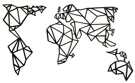 Pet-Jos Weltkarte Wanddeko Holz mehr Farben Wanddekoration Weltkarte Deko Wall Art Geometrische Ornamente Minimalistische Wandkunst Hängende Dekoration World Map Decoration Wall Decoration (Gold)