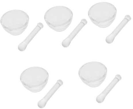 GETAJGHSD 5 Juegos Juego de mortero de vidrio majadero recipiente de vidrio para comida tazón de molienda tazón de mortero tazón de guacamole mortero mortal tazones de guacamole Transparent