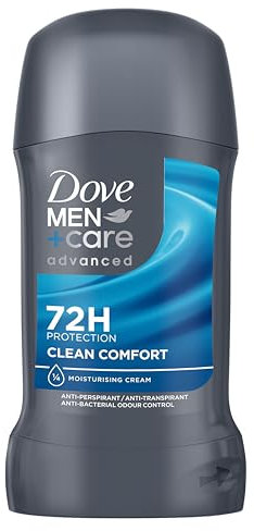 Dove Men+Care Advanced Clean Comfort Anti-Perspirant Stick Men's Deodorant with Triple Action Technology for 72 hour sweat protection and anti-bacterial odour control 50 ml