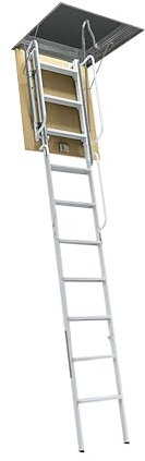 Escalera escamoteable de Techo en Acero Lacado, Funcional y Resistente (120x60x300)