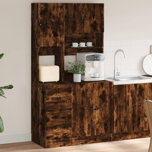 BOWEKAM Home & Garden - Mueble de cocina de roble ahumado, 95 x 50 x 180 cm, diseño de madera