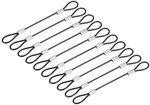 TOP-VIGOR 10 cierres de cable de seguridad de 4 pulgadas, cuerdas de alambre de seguridad de acero inoxidable de 2 mm de diámetro con doble bucle para puerta al aire libre, iluminación de escenario,