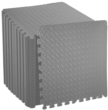 MaxStrength EVA Interlocking Exercise Mats 12mm Thick Foam Puzzle Floor Tiles, 144 SqFt Coverage Gym Flooring, Home Workout, Garage, Baby Play Mat, Yoga, Pool & Studio Use