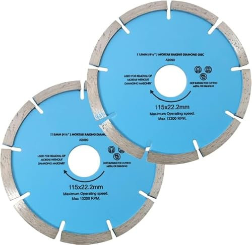 Unibos | 2 PCs 15mm x 8mm Diamond Tipped Mortar Raking Disc Masonry Blade 4-1/2” Grinders (2)