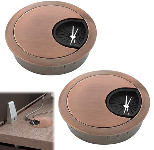 2Pcs Desk Grommet 60mm, Metal Desk Cable Hole Cover, Round Metal Cable Hole Cover, Computer Wire Hole Grommet, Grommets Cables Tidies, Round Hole Cover for Desktop Cables Organizer for Home and Office