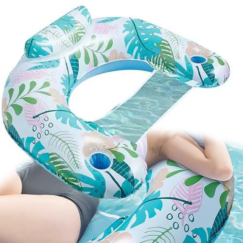 Xiujuers Bouee Piscine Adulte, 4 in 1 Matelas Gonflable Piscine, Portable Hamac d'eau Gonflable, Fauteuil Gonflable de Piscine, Manuelle Jouets de Piscine pour Plage Partie Vacances (A)