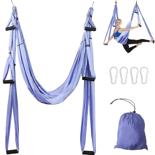 Aerial Yoga Hängematte, Aerial Yogatuch für Pilates Ballett,Kapazität 200kg | Anti Schwerkraft Schaukeltuch, Verstellbar Yoga Schaukel Tuch, Yogatuch Zum Aufhängen für Cheerleading Gymnastik