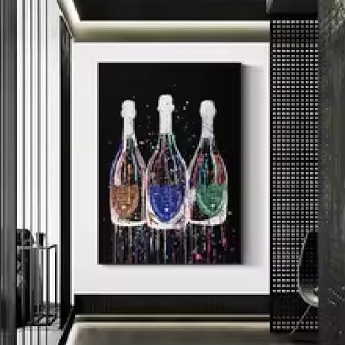 HIPWST Moderne Bar Restaurant Wandbild bunte Champagner Poster und Drucke Luxus Splash Leinwand Malerei Wohnkultur 80x120cm rahmenlos