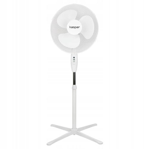Kaspar Ventilator Standventilator mit 3 Windgeschwindigkeiten Oszillationsfunktion Schwenkfunktion 40 W 40 cm Durchmesser Höhenverstellbar Kreuzfuß Weiß