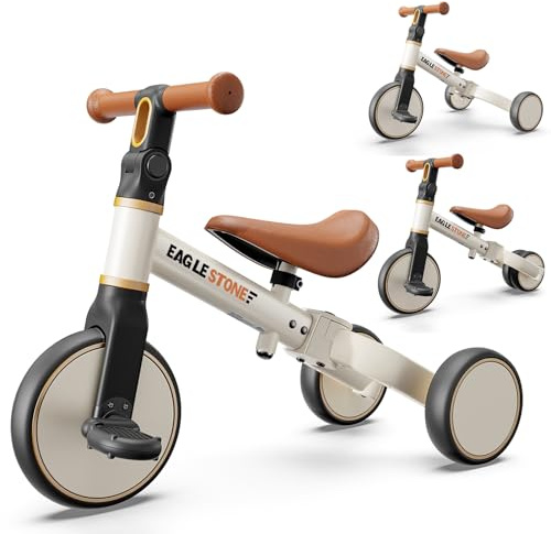 EagleStone 3-in-1 Toddler Bike, Kids Balance Bike & Ride-On Tricycle for 18 Months to 4 Years, Outdoor and Indoor Gift Bike for 1-3 Year Old, Birthday Present Toy for Boys & Girls, White