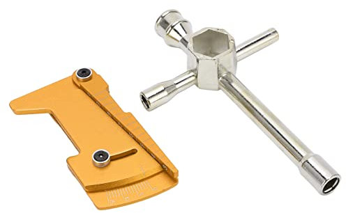 FRELEAN RC Car Hex Wrench Tool Kit | 4WD Cross Sleeve Positioning Ruler | High Strength Aluminum Alloy for RC Vehicles/Hobby Maintenance | Ergonomic & Multifunction Design (Gold)