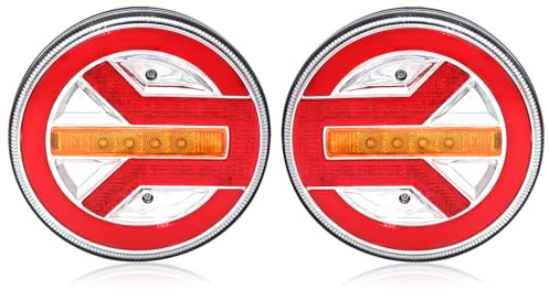 YOYOCOOL 2 x LED Rückleuchten Anhänger Rund 12V 24V LKW Rücklicht Wasserdicht ECE-geprüft (FJ5019)
