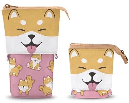Oh My Pop Shiba-Cute Pencil Case, Pink, 12 x 17 cm