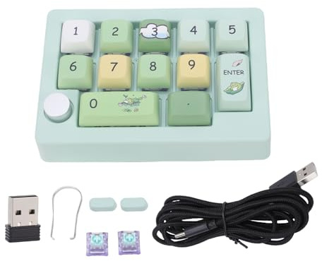Yanmis Number -Pad, Mechanische Numerische Tastatur mit RGB -Hintergrundbeleuchtung, Joystick und knob, 12 Wichtige Makro -Programmier, BT 2,4G Kabelgebundener Hot Swap Numpad für (Green)