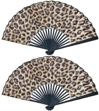 OODJVN 2 Leopard Pattern Fans, Summer Cool Folding Fans, Personalized Fashion Dance Fans, Gifts For Friends.