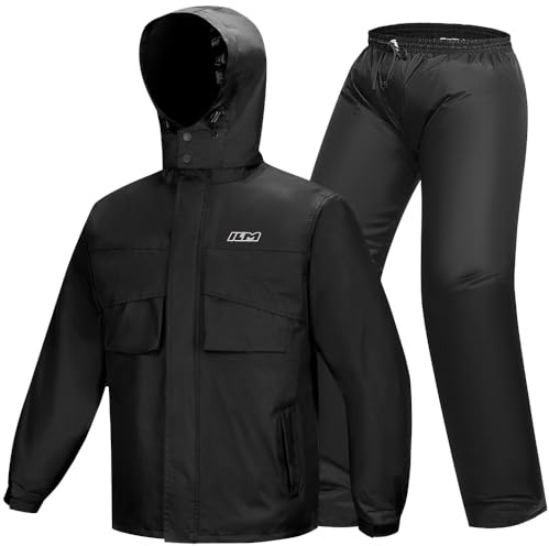 ILM Motorcycle Rain Suit Waterproof Women 2 Set Jacket and Trousers Motorbike Fishing Rain Gear Resistant Protective 6 Pockets RS02