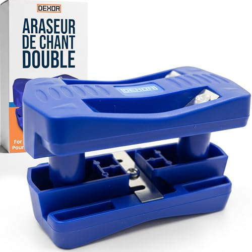 DEXOR® Araseur de Chant Réglable Double Lame pour Finition Précise - Outil de Coupe Manuel Bois et PVC - Compatible Panneau Bois et Placage - Coupe Bordure Idéal Plan de Travail et Bricolage