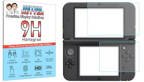 RetroRetter 3x Display Schutz 9H oben + unten für Nintendo 3DS XL/New 3DS XL LCD - Schutzfolie Protector