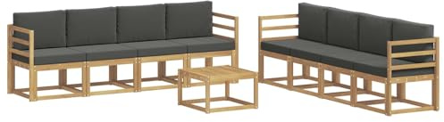 vidaXL Outdoor-Sofagarnitur mit Kissen 9 pcs Weiß und Anthrazit, Moderner Garten-Sofaset, stilvolle Sitzgelegenheit, Akazie Holz Möbel, bequemer Lounge, wetterfest