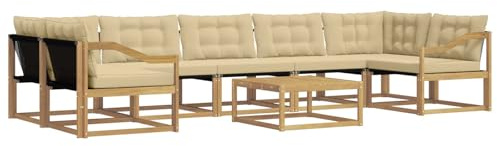 vidaXL Outdoor-Sofagarnitur 8 pcs Weiß und Beige 79 x 79 x 37 cm, Moderne Garten-Sofaset, wetterfeste Möbel, schicke Kollektion, bequemes Loungesofa für die Terrasse