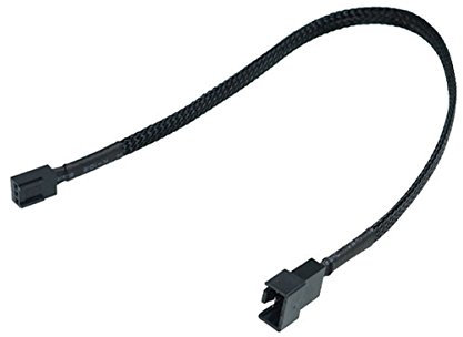 Phobya Adapter 4Pin PWM (Buchse) auf 3Pin (Stecker) 30cm - Schwarz Kabel Lüfterkabel und Adapter